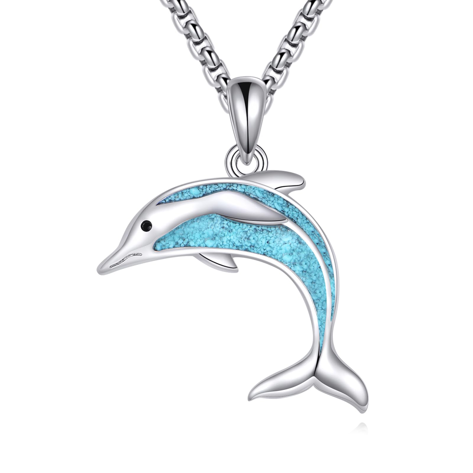 Delfin kette Halskette 925 Sterlingsilber Delfin Türkis Ozeantier Anhänger Halskette Strand Valentinstag Schmuck für Damen Herren