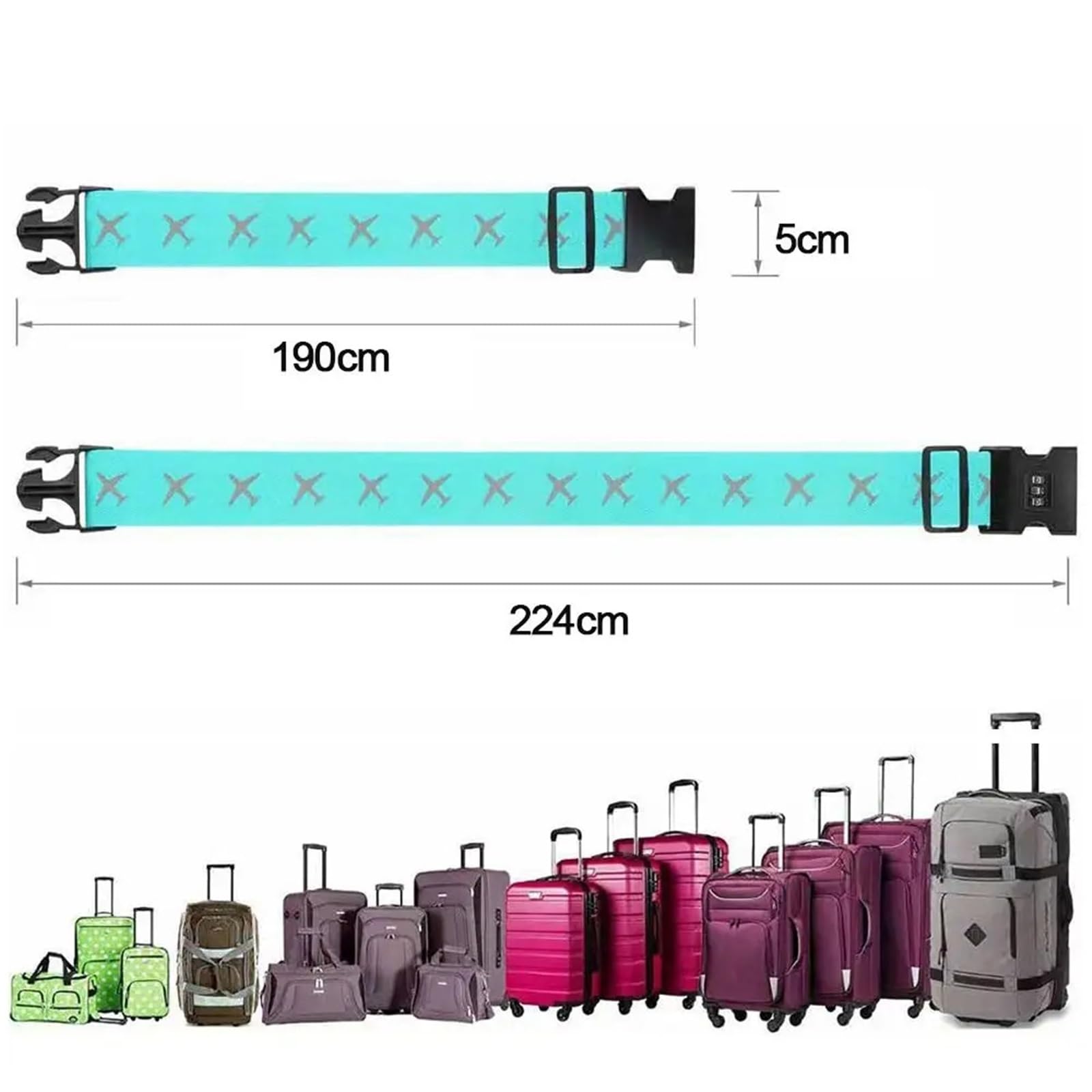 4 Stück Reisegepäckgurt, verstellbar, Passwortsperre, Verpackungsgürtel, Gepäck, sicheres Schloss, Diebstahlsicherung, Gepäckgurt, Bündelungsgürtel Für Reisen Und Flugreise(Blue)