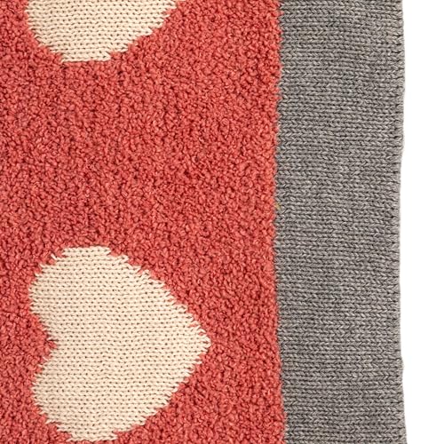 Image of Creative Co-Op Cotton Knit Baby Blanket with Hearts, 40 inch L x 32 inch W