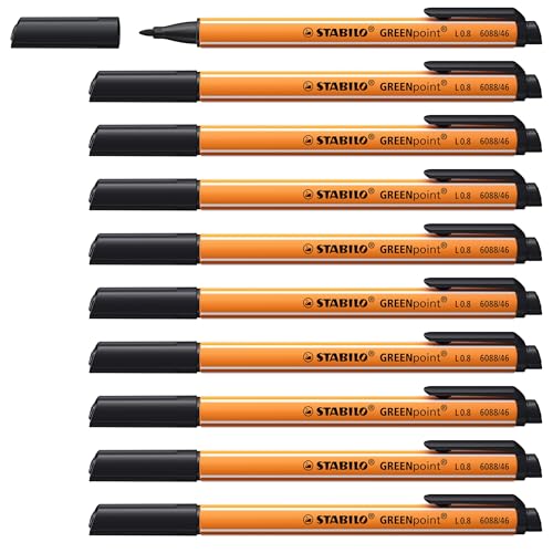 STABILO - Umweltfreundlicher Filzschreiber - GREENpoint - 10er Pack - schwarz