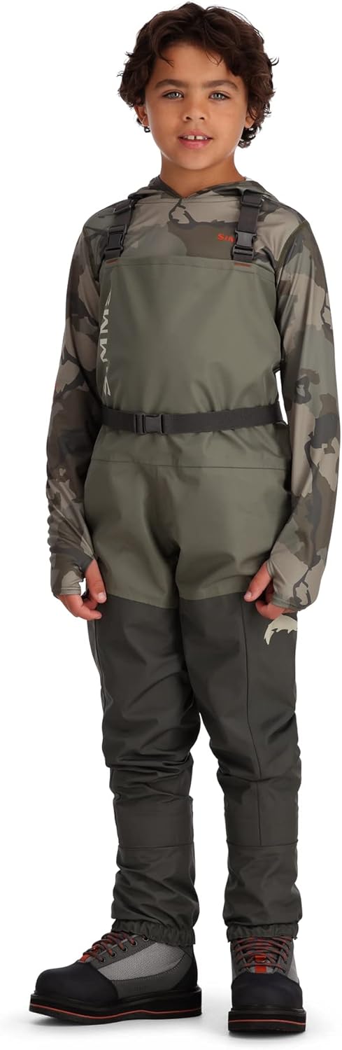 Simms Kids Tributary Stockingfoot Chest Fishing Waders, Youth Waterproof Chest Fishing Waders, Basalt, Small