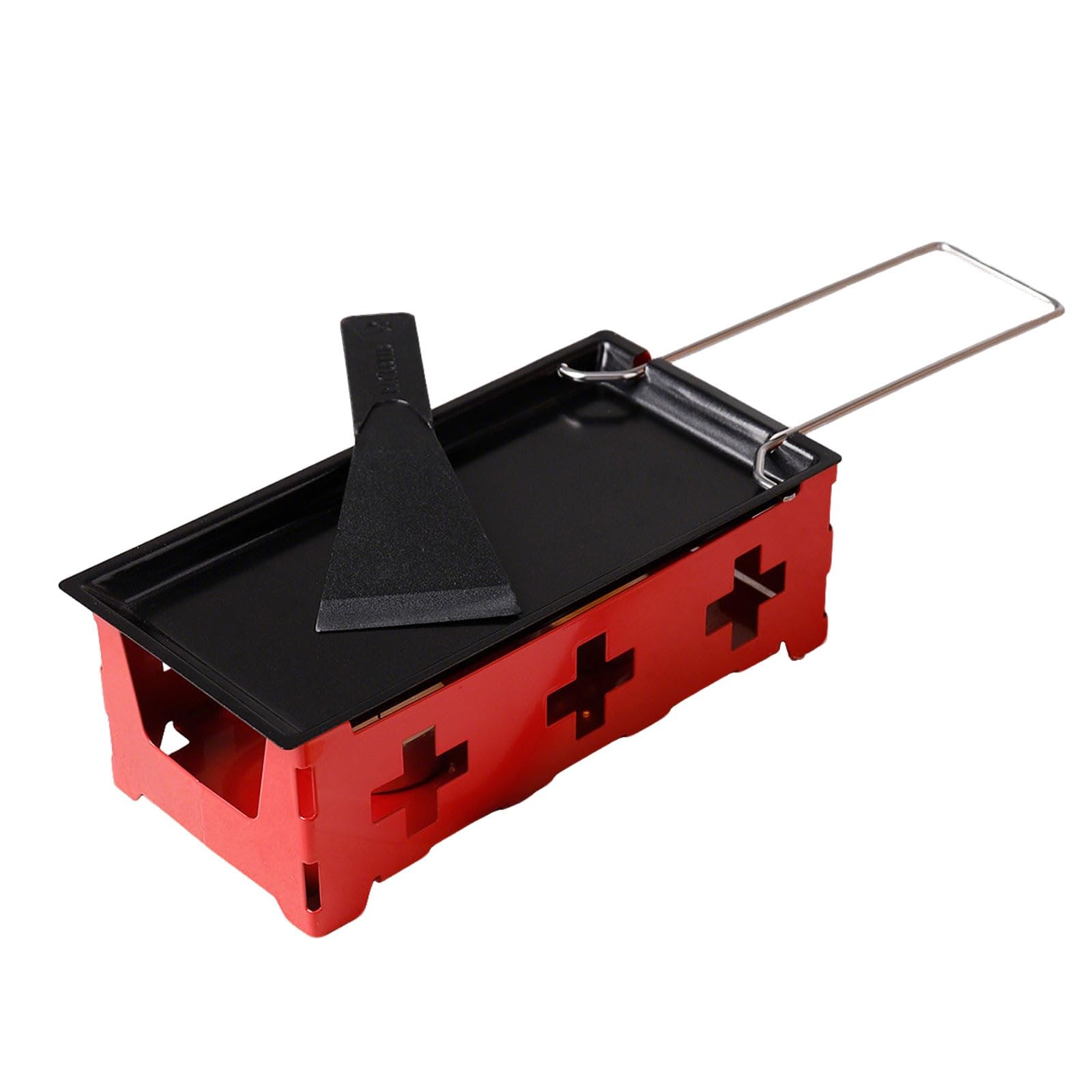 Raclette grill nieprzywierający do topienia sera, profesjonalna forma do topienia sera z szpatułką, obrotowa blacha do pieczenia ze składanym drewnianym uchwytem do sera, mięsa, ryb, warzyw