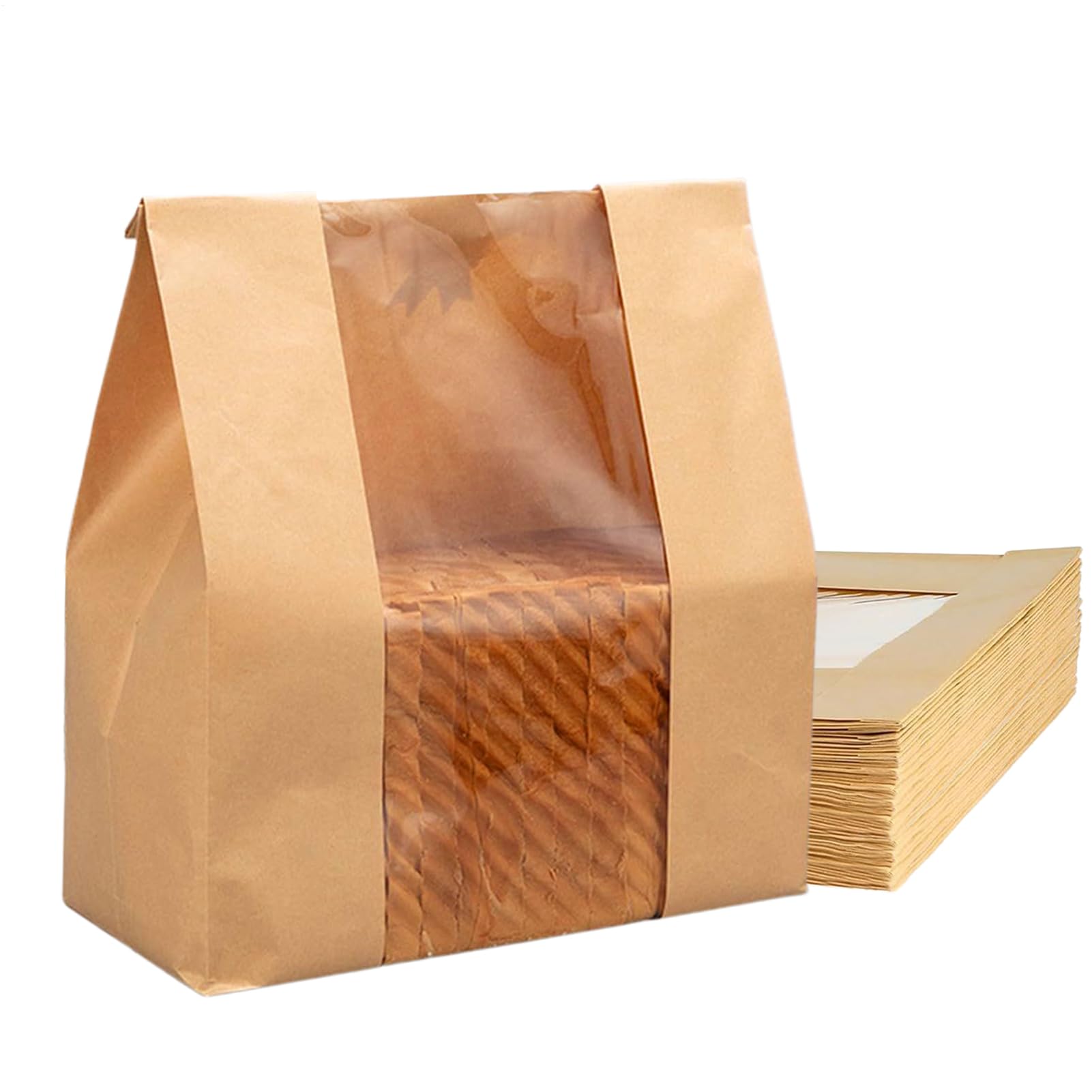Bolsas de papel para panes caseros higiénicas y transpirables con ventana