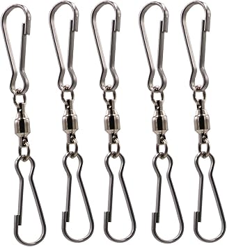 LGEGE Accessories for Wind Spinner, 5 PCS Smooth Spinning Dual Clip Swivels Wind Spinner Hangers Spiral Tails Twisters Wind Socks, for Spinning Windsocks, Kites, Flower Pots, Bird Feeders, Flags