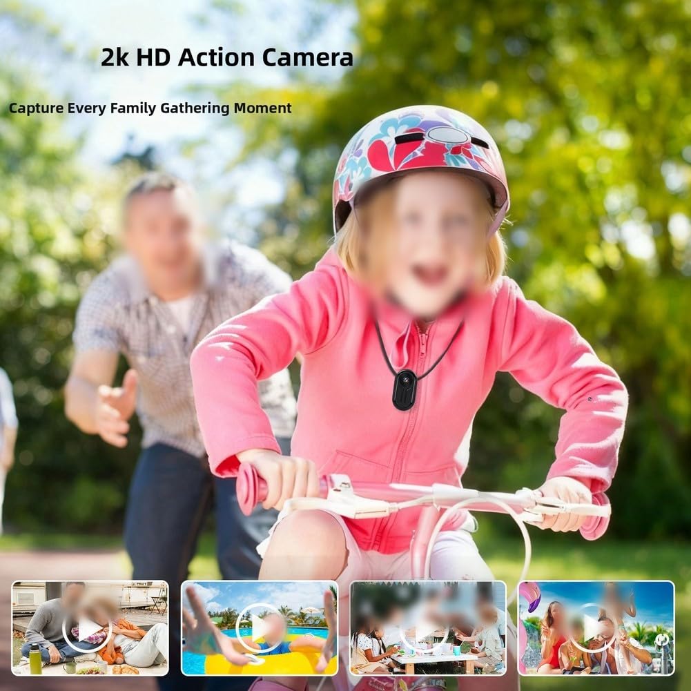 Action Camera, videocamera tascabile HD per animali domestici, digitale, portatile, dispositivo di registrazione per mini indossabile per sport d'avventura (bianco)