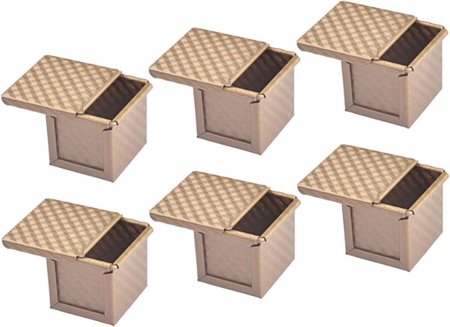 6 x teglia quadrata con coperchio stampo per pane tostato padella per pane pullman pagnotta padella con coperchio antiaderente mini cubo d'acqua toast box