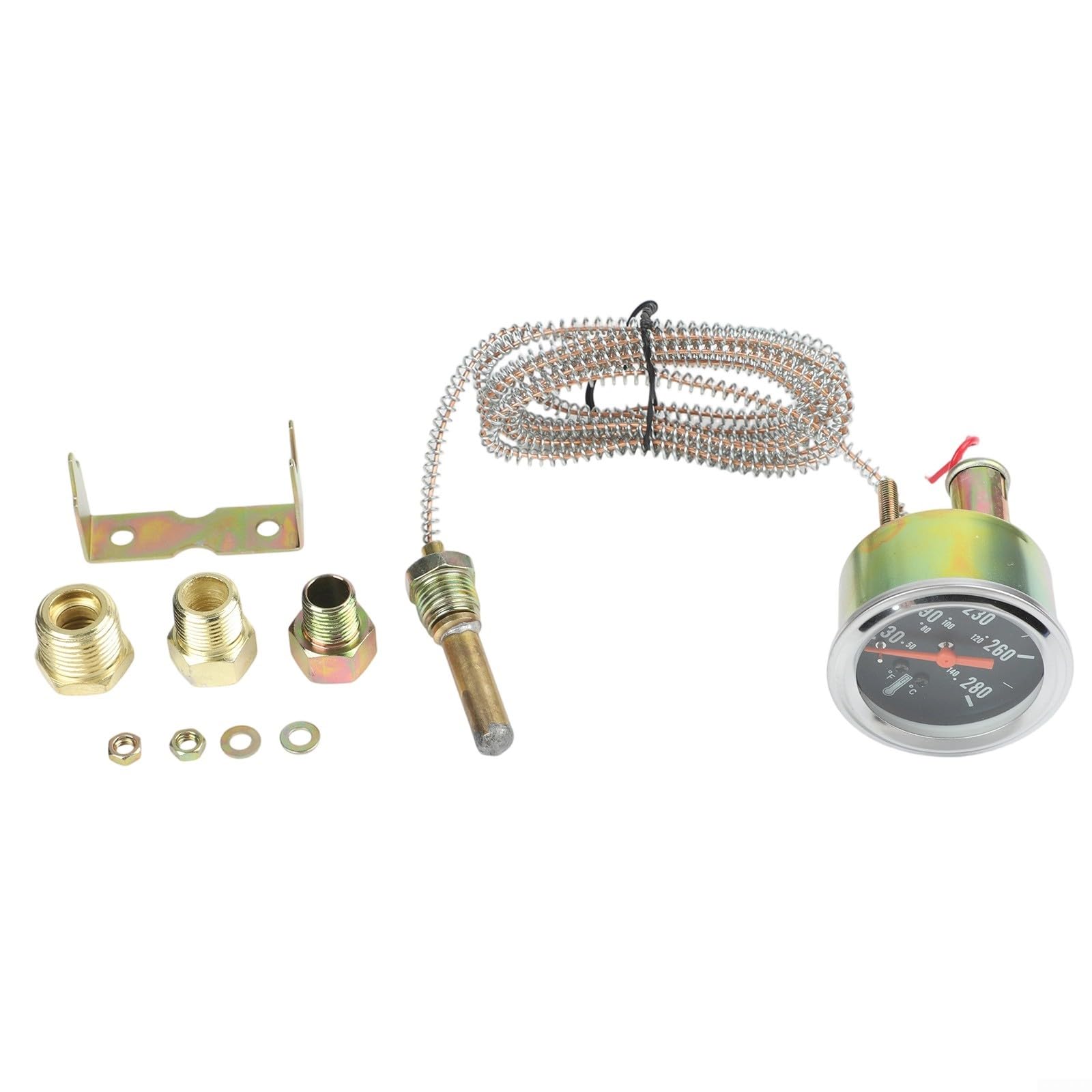 Jauge de température de liquide de refroidissement de moteur mécanique 5,1 cm 52 mm pour voitures, camions, navires 50-140 °C 130-280 F avec ligne de capteur de 1,8 m