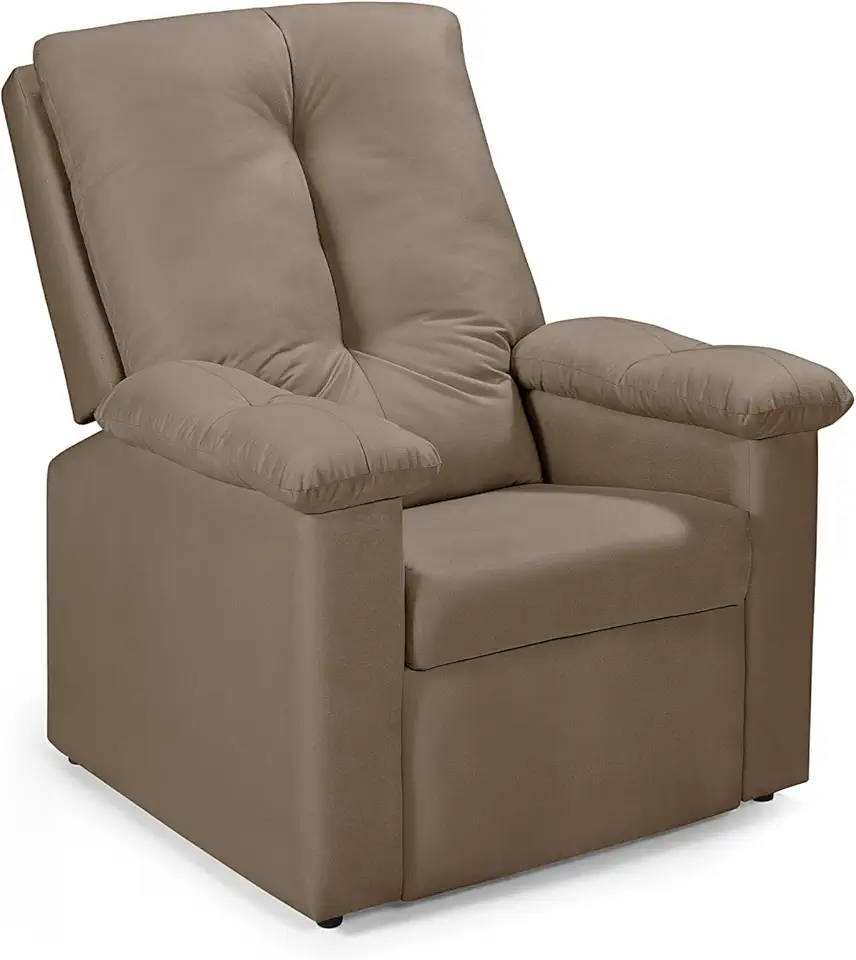 Poltrona Reclinável Lisboa 3 Posições com Apoio para os Pés Revestimento em Suede Macio Chocolate