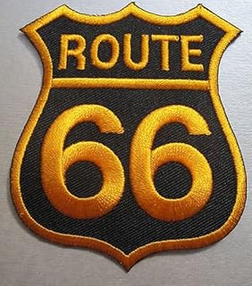 Route 66 Black Gold (&on Sew Iron on Patch Biker Motorrad Aufnäher