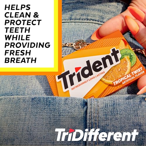 Image of Trident Tropical Twist Sugar Free Gum, 12 Packs of 14 Pieces (168 Total Pieces)