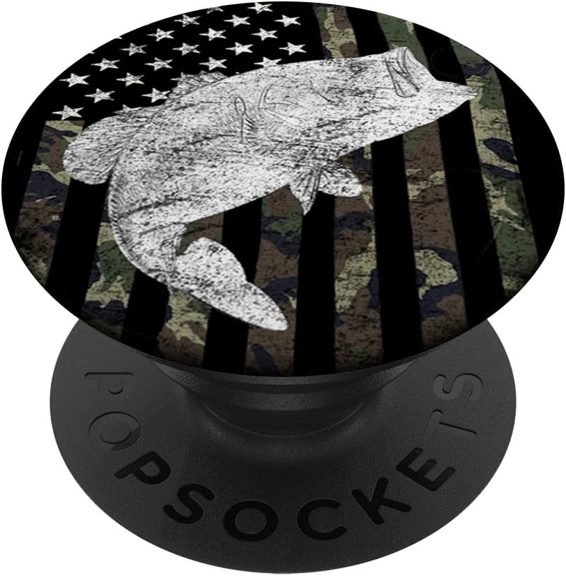 Bass Fishing Camouflage Flag PopSockets Adhesive PopGrip