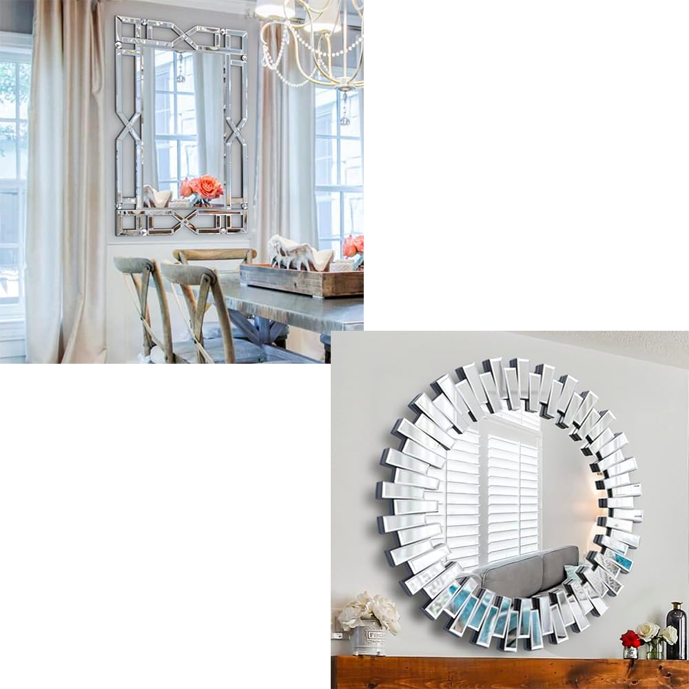 Chende Large Wall Mirror for Decor, Elegant Mirror for