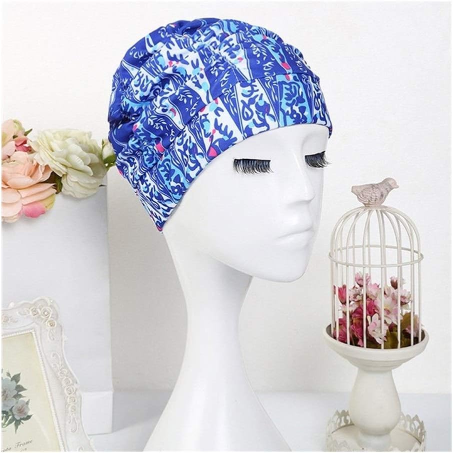 WESET Swimming Cap Womens Long Hair Swim Hat Outdoor Activities Solid Cap Bathing Drape Stretch Sports Seaside Fold Girls