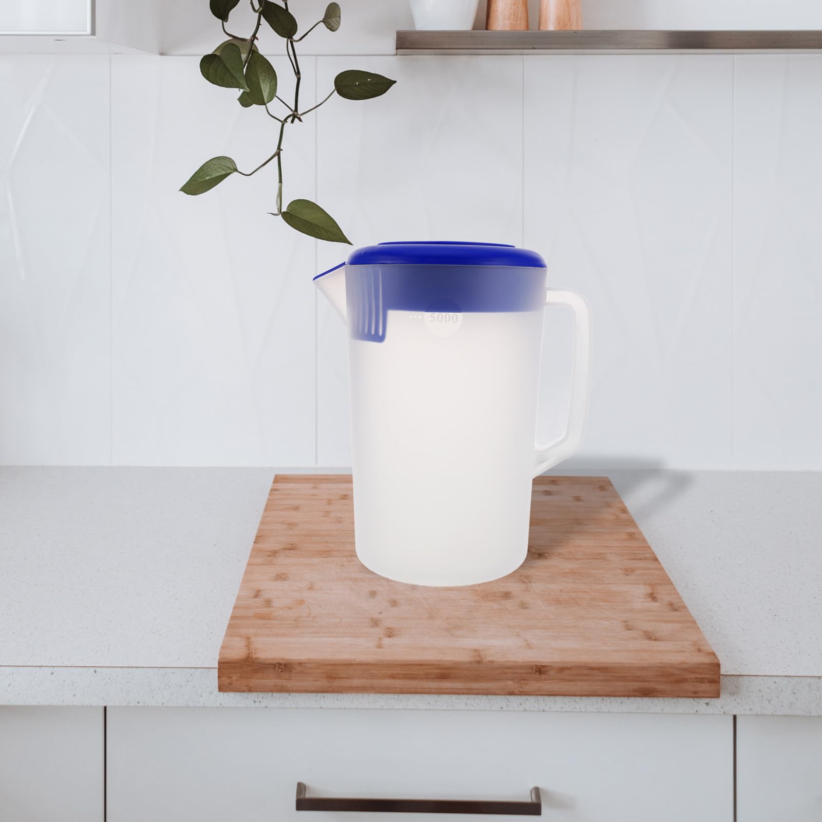 Brocca D’acqua in Plastica Opaca da 5 Litri con Coperchio e Maniglia Comoda, Brocca Multiuso per Ristoranti, Bar e Uso Domestico, per Tè, Succhi e Bevande Fredde