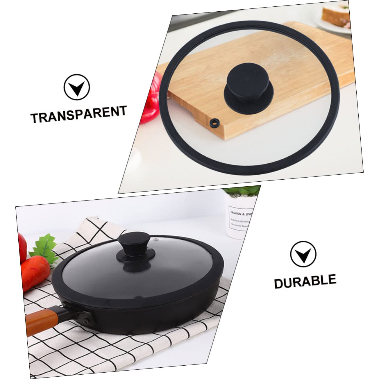 Coperchio Rotondo in Vetro Temperato Nero Bordo in Silicone