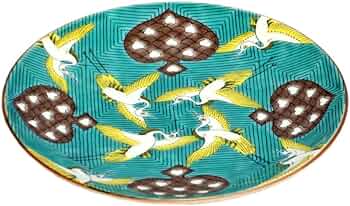 Amazon | 九谷焼 青郊窯 5号 皿 古九谷青手鶴かるた文 MC-502 | 九谷焼