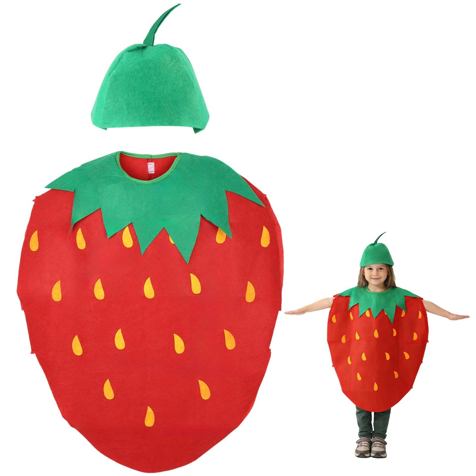 Strawberry Costume Full Set Fancy Dress, Delicious Food Fruit Outfit for Halloween and Christmas Theme Parties, Role-Play, Cosplay Events, Perfect for Fun and Festive Celebrations