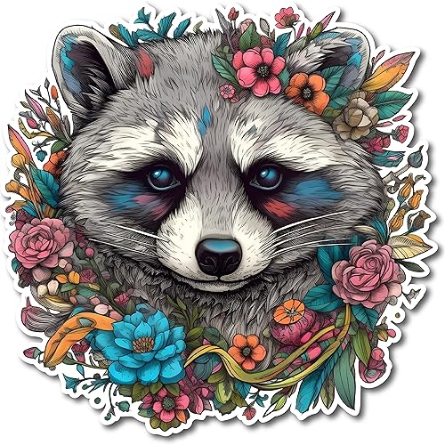 Image of Yoonek Graphics Raccoon Vinyl Decal Sticker for Car, Laptop, Tumbler, More. #007668-4 inch
