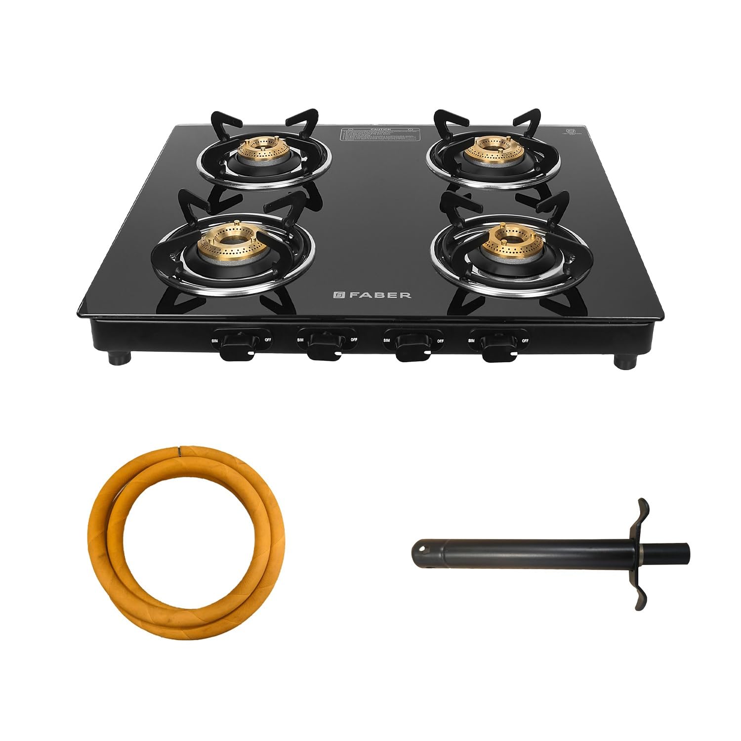 Faber 4 Burner Daisy Pro Cooktop | Free Hose Pipe & Piezo Lighter | Black Glass Top | Powder Coated Pan Support | Manual Ignition | Brass Burners | Cooktop Daisy PRO 4BB | 2 Yrs Comprehensive Warranty (B0CVQG515Y) Amazon Price History, Amazon Price Tracker