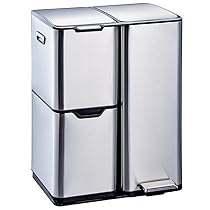 Haja Pattumiera selettiva a Pedale da Cucina, per Raccolta differenziata, 60 l (13+17+30 l), in Acciaio Inox, con Secchio