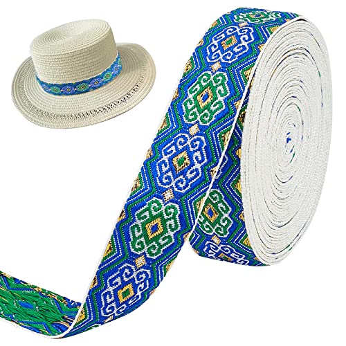 Fingerinspire 7.7 Yard Jacquard Ribbon Trim Royal Blue 1 Inch Wide Embroidered Sewing Trim Metallic Vintage Woven Trim Fabric Tapestry Fringe For Diy Clothing Accessories Embellishment Home Decor #TOP8