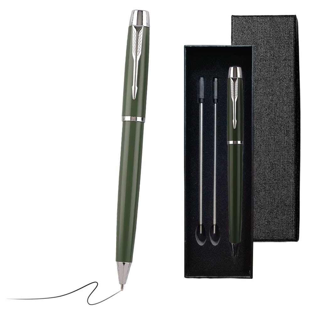 Belegao Ballpoint Pen with 2 Refills & Box 0.7mm Black Ink Metal Nice Pens