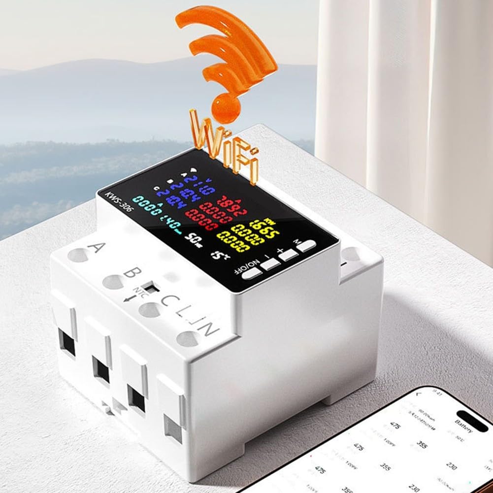 Contatore di corrente rotante su guida DIN LCD AC85-290V 80A (KWS-306)