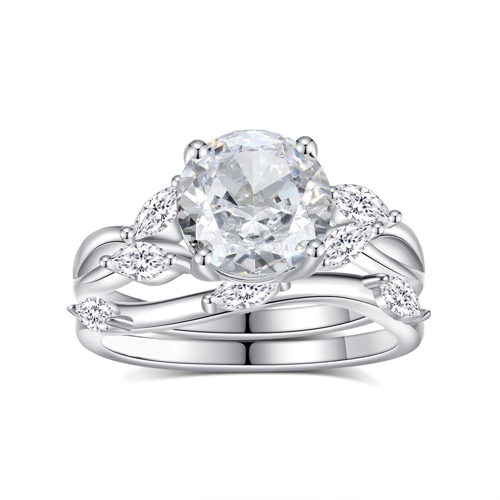 9K/14K/18K Oro Blanco/Platino 950 Alianzas Boda Anillo Moissanite Blanco 2ct
