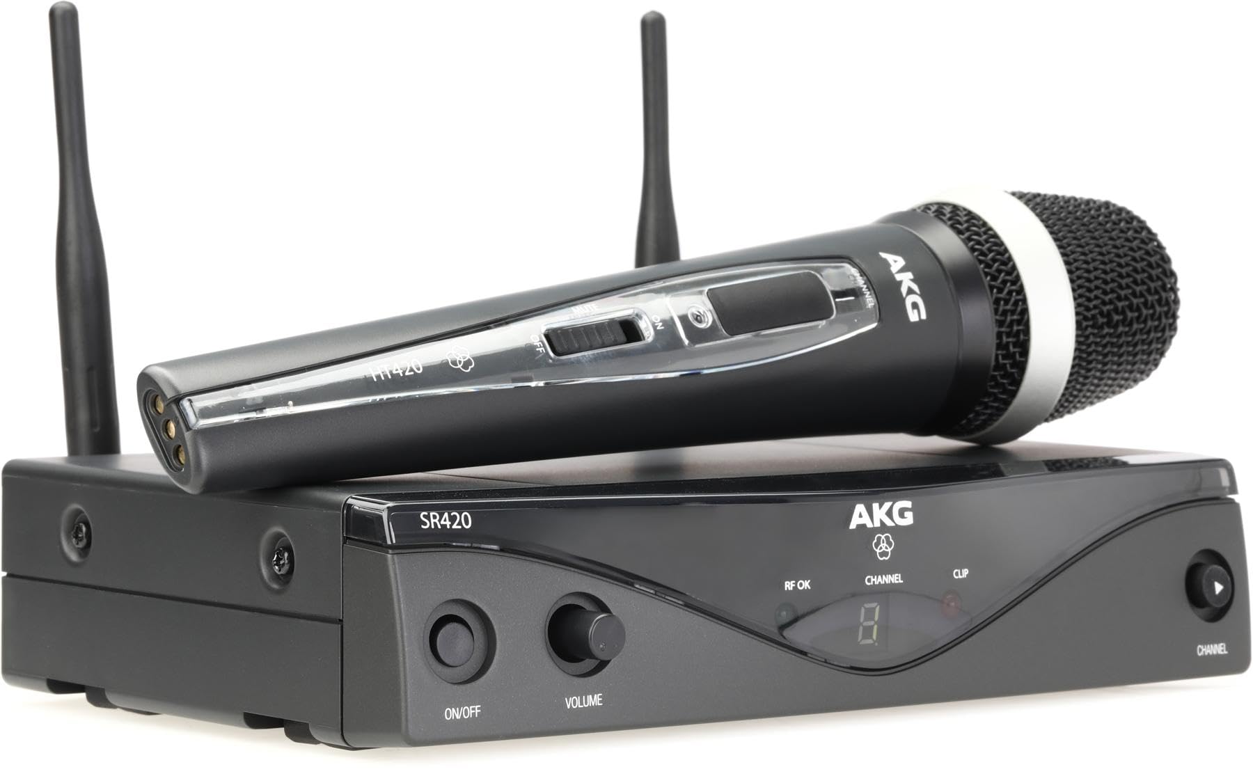 AKG Pro Audio WMS420 Vocal Set Band A Wireless Microphone System with SR420 Stationary Receiver, and HT420 Handheld Transmitter