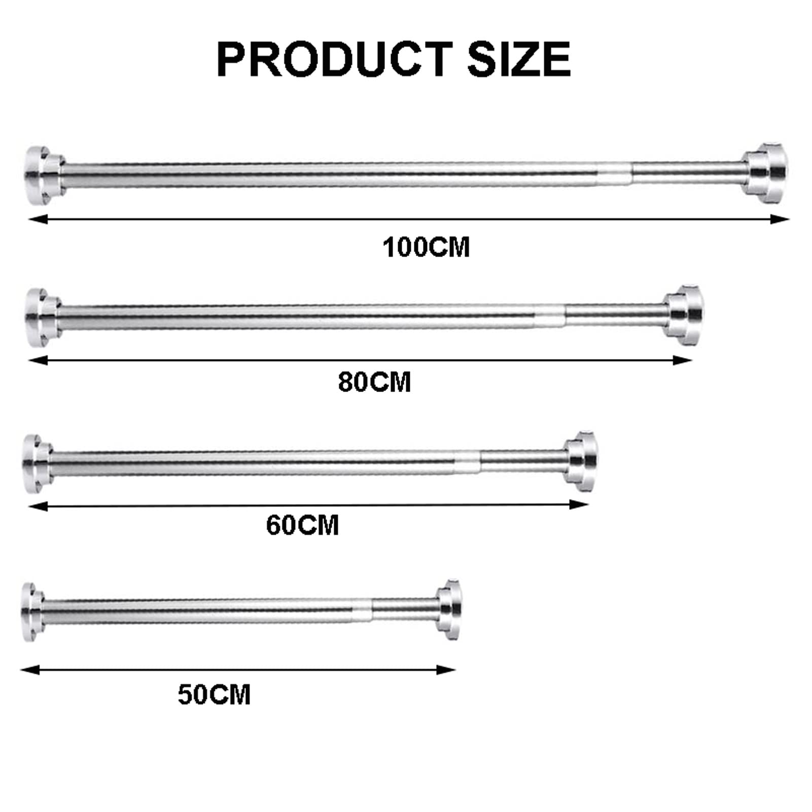 PunchFree Barra de ducha extensible: barra de ducha de acero inoxidable Retable 60 Tendedero de secado de ropa ajustable para baño, diseño SpaceSing