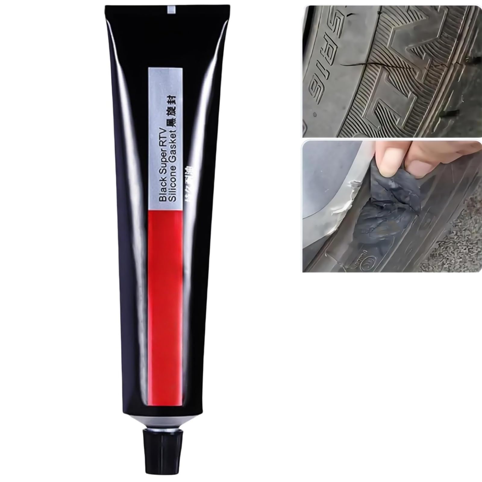 54g Black Silicone Sealant,Fast-Curing Waterproof Adhesive for Cars,High Temperature Windscreen Sealant,Multi-Purpose Black Caulk S/ealant,Long-Lasting Repairs for Car,Bathroom,Headlight