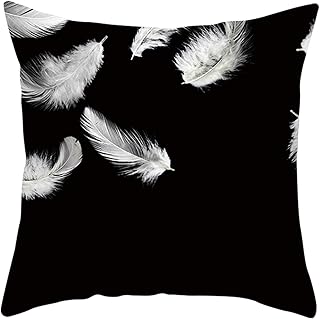 Socoz Parure de lit avec housse de coussin, en polyester et plume, noir et blanc, taies d'oreiller