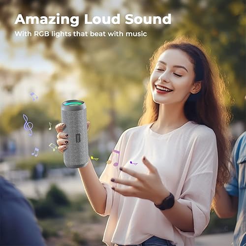 Miniatura 7 de RIENOK Altavoz Bluetooth portátil 30 W emparejamiento dual estéreo inalámbrico verdadero sonido HD IPX7 impermeable deportes al aire libre ducha