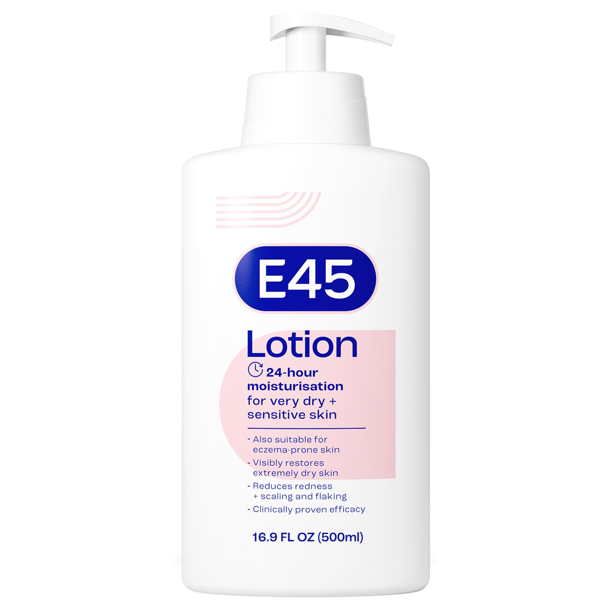 E45 Moisturising Lotion 500 ml for Dry & Sensitive Skin - Long-Lasting Hydration Protect from Dryness, Reduce Redness - Dermatological Body Moisturiser Lotion - Body Lotion - Daily Moisturiser