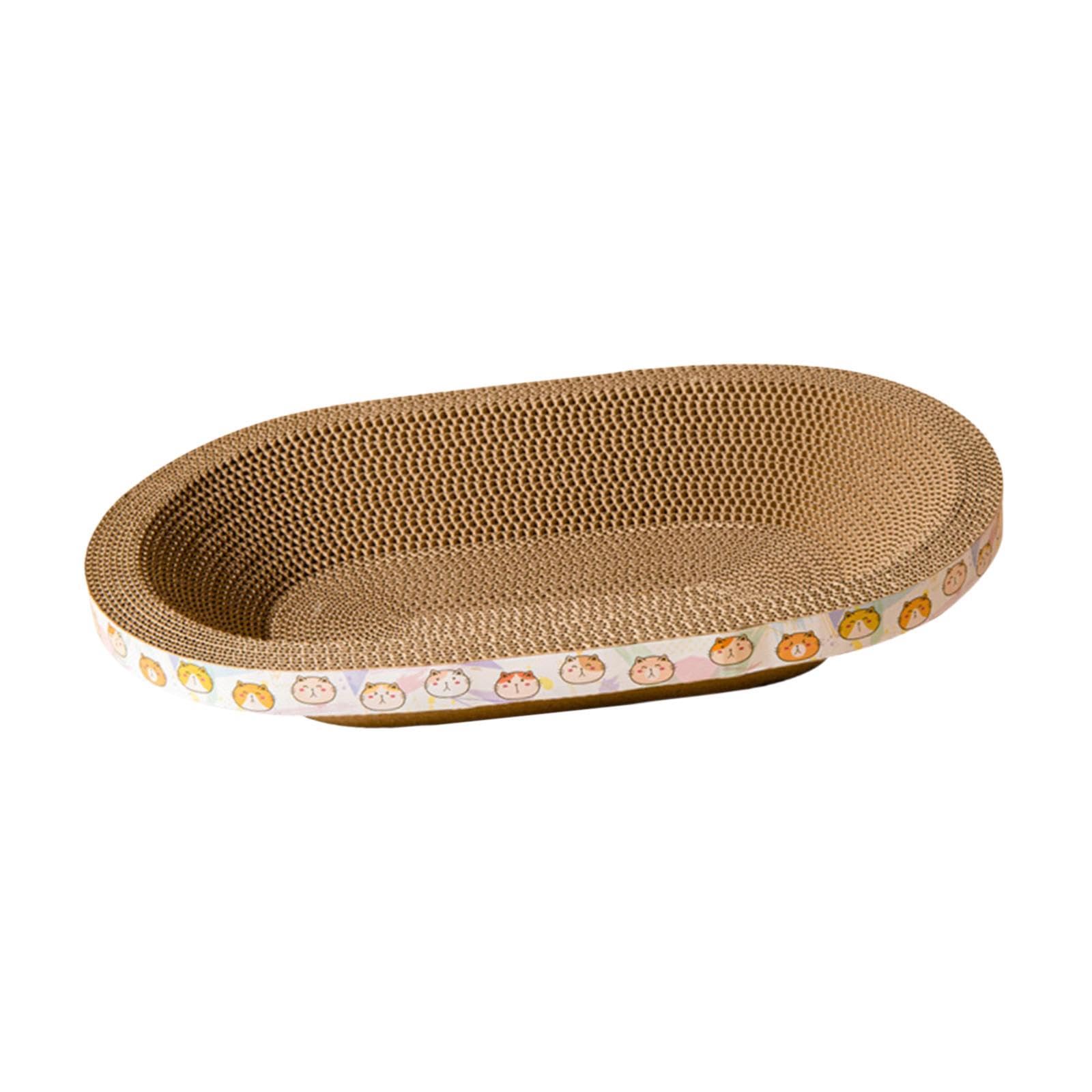 perfk Oval Cardboard Cat Scratcher Bed Cat Nest Cat Scratch Pad for Furniture Protection, Large
