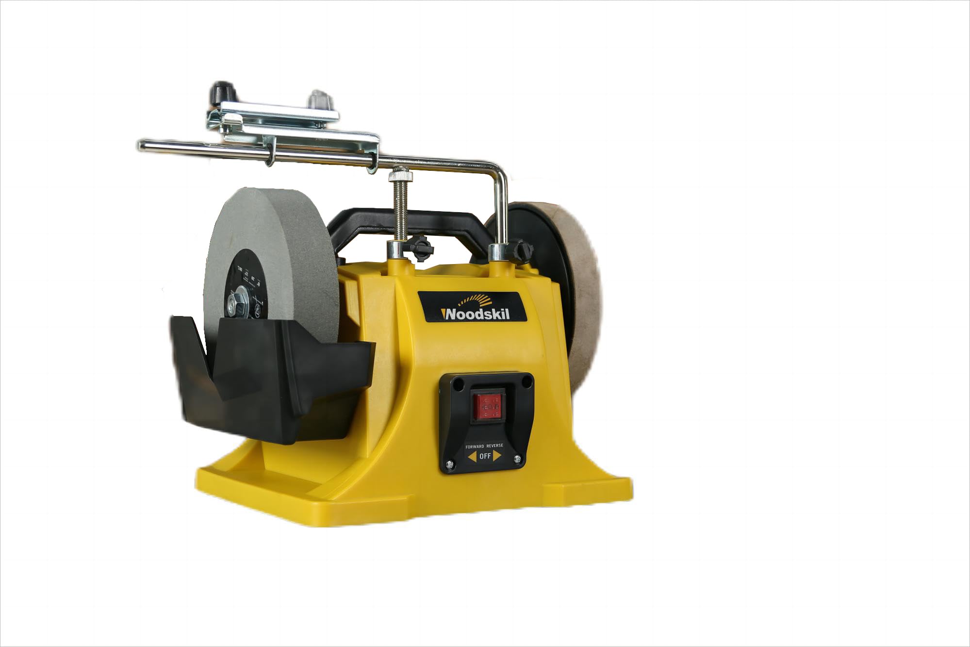 Woodskil 8" Low Speed Wet Sharpening System,1.1Amp Water Cooled sharpening machine with leather stropping wheel, 220 grit wheel, 135 RPM Wet Sharpener & Grinder for knives, blades, and chisels