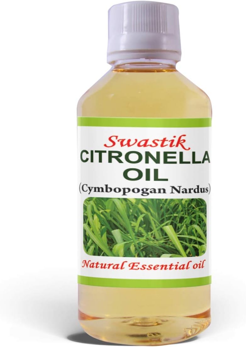 Swastik Pure Citronella Oil - 100% Undiluted Therapeutic Grade - Cymbopogan Nardus, Natural Insect Repellent, Aromatherapy, Skin & Hair Care - Organic Essential Oil for Home & Outdoors - 30ml