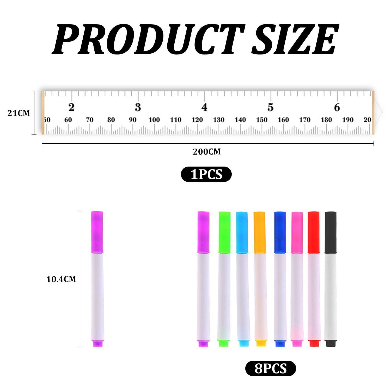 1 Piece of Children's Height Chart, 8 Color Paintbrushes, Canvas Height Ruler, Children's Height Measuring Device - Image 2