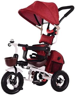 folding trike Upgrade Tricycle Trike Trike Tricycle, With Brake Multi-function 4 In 1 Tricycle Easy To Fold, 1-6 Year Old Outdoor Tricycle, 3 Colors, 95x73x55cm Boy Girl Outdoor Toy (Color : Red)