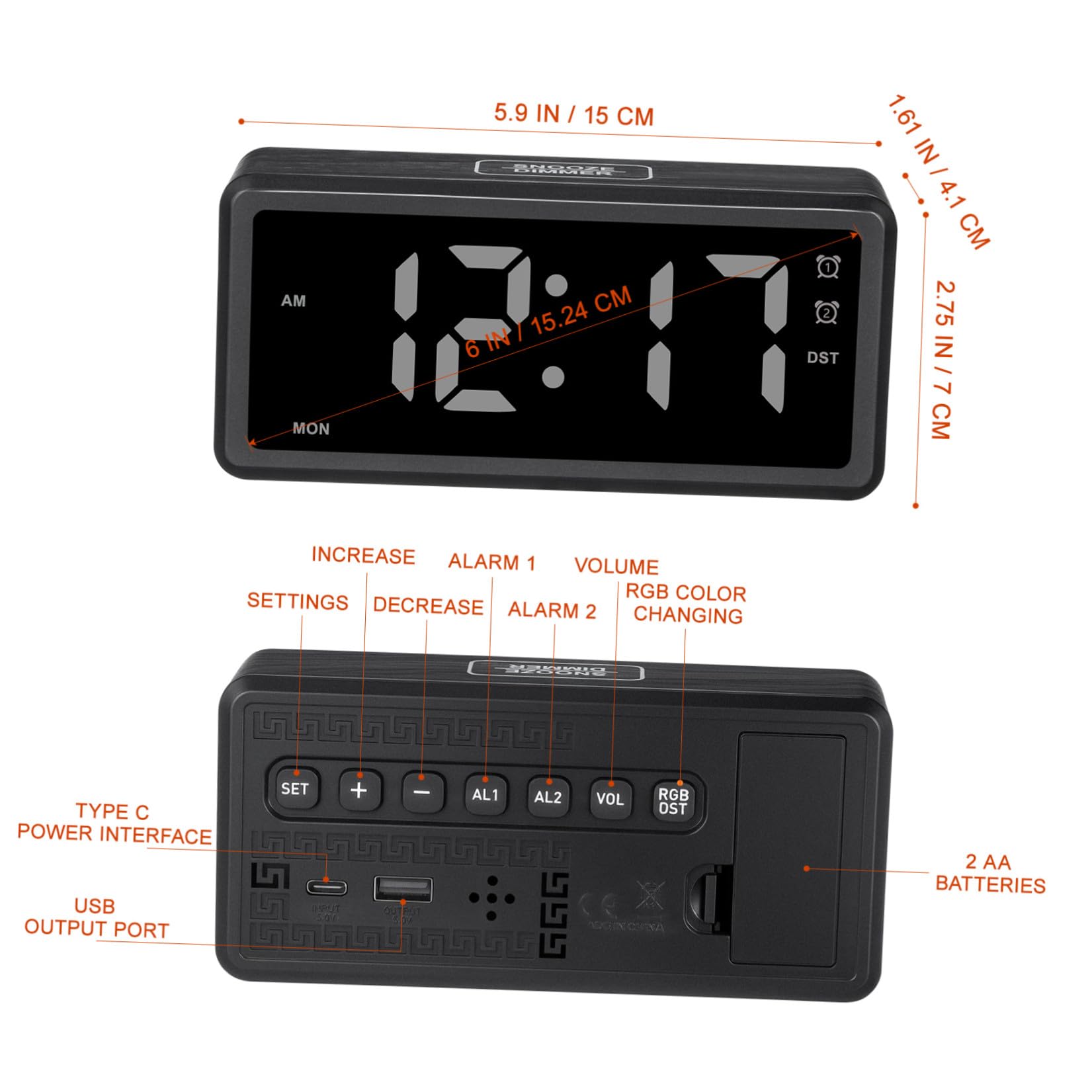 VILLCASE Orologio Digitale LED Effetto Legno con Display Grande Rgb