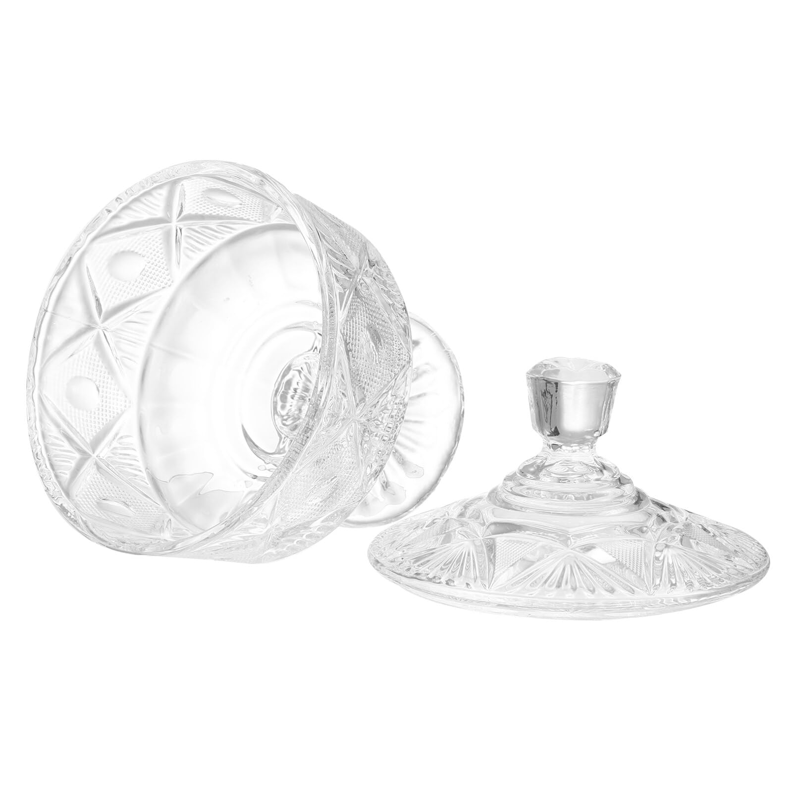 Cabilock Home Decor Home Decor Glass Candy Dish with Lid Crystal Snack Bowl Covered Jar Jewelry Storage Case Clear Glass Jar Dessert Biscuit Containers for Wedding Home Vintage Decor Vintage Decor