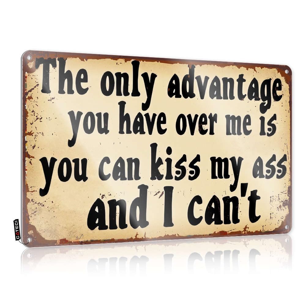 Tin, Retro Wall Decor Entryway Wedding The Only Advantage You Have Over Me Is You Can Kiss My Ass And I Can't | Rustic Awesome Wall Art(20X30CM)