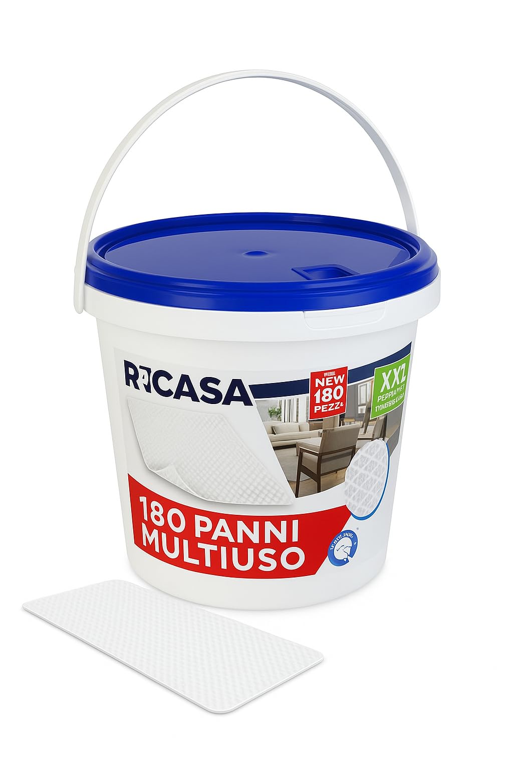 Panni Umidificati 3D Catturapolvere XXL – 2 Barattoli da 180 Panni (Totale 360) – 18x30 cm – Profumo Floreale – Multiuso per Pavimenti e Superfici – Senza Risciacquo, Compatibili con Scope e Mop