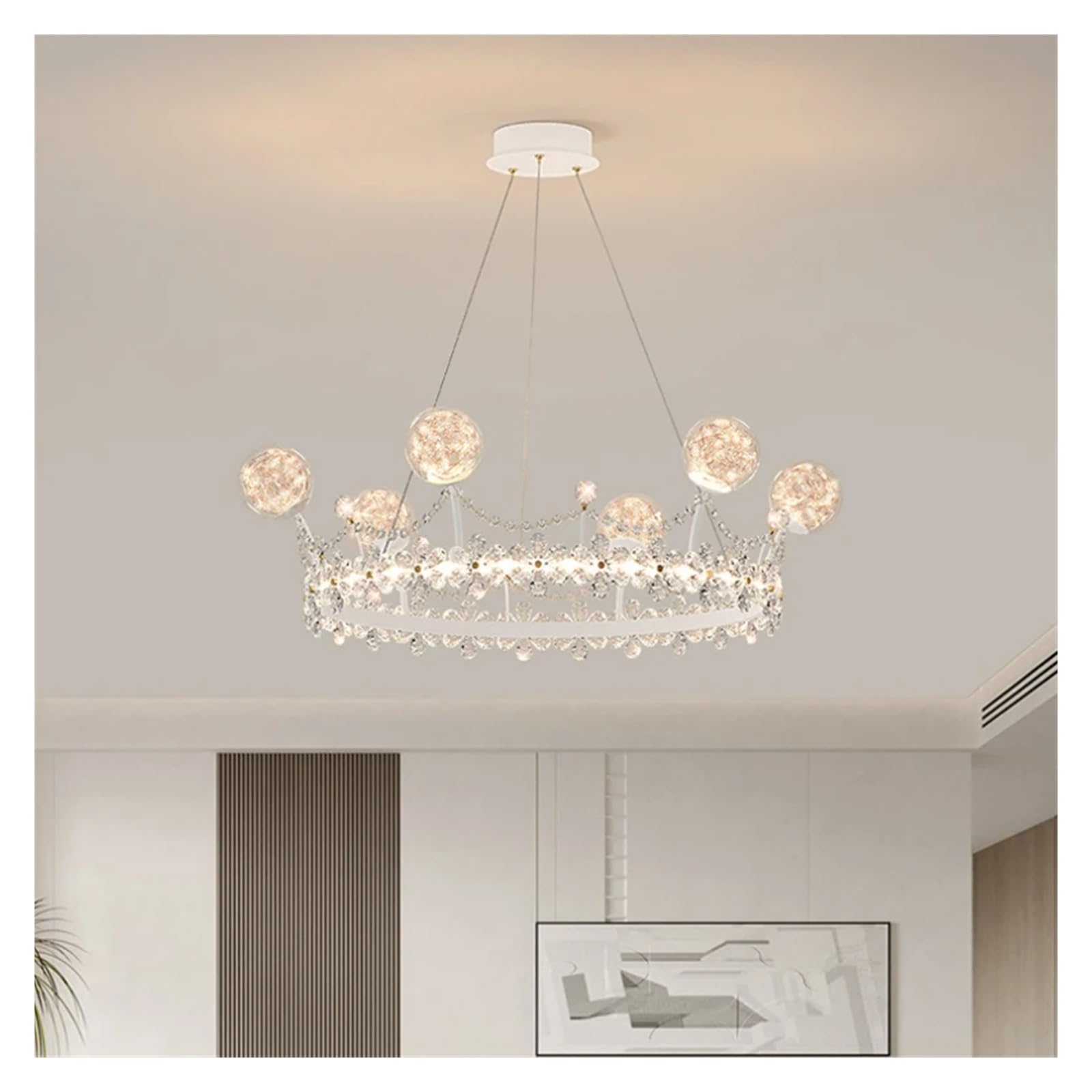 ZTCHSENZT Crystal Crown Chandeliers Bedroom Hanging Lights Modern Romantic Warm Room Princess Room Decor Chandelier,Lighting Wall Sconce,Gold-80cm