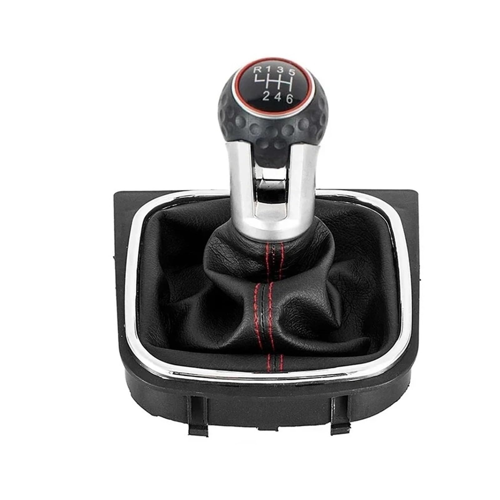 Qmtvfsrh 6 Speed Car Gear Shift Knob 5/ Gear Shift Knob With Gaiter Boot For Golf Mk5 Mk6 Gti Gtd R32 R20 2004-2013 Manual Shifter Abs Leather(6 Speed)