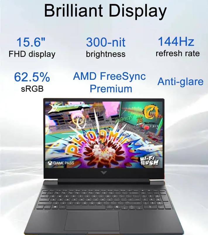 Image of HP Victus RTX 4050 AI Gaming Laptop with Copilot, 15.6 FHD 144Hz, AMD Ryzen 7 7445HS(Beats Intel i9-12900), NVIDIA RTX 4050, 16GB DDR5 RAM, 512 GB PCIE SSD, Backlit Keyboard, W /128G PSD, Win 11 H