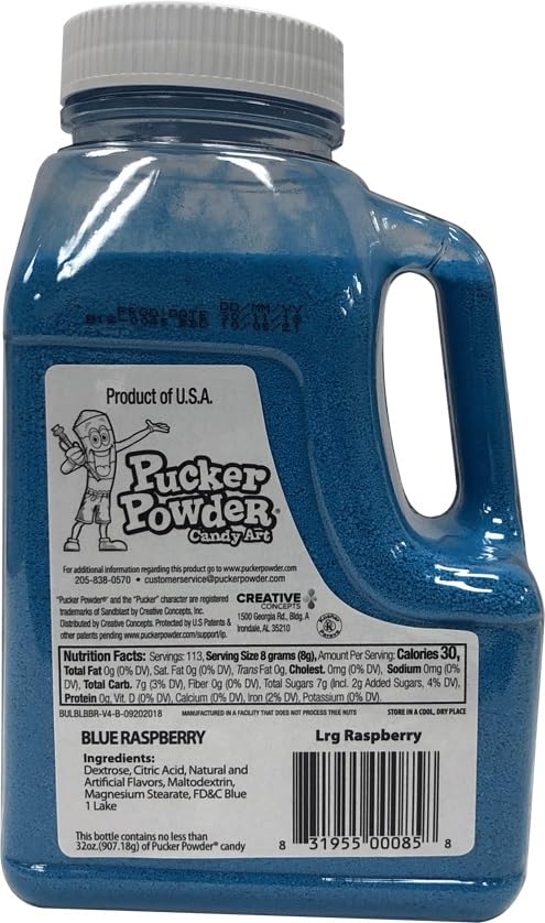 Pucker Powder Sour Blue Raspberry 32oz Bottle