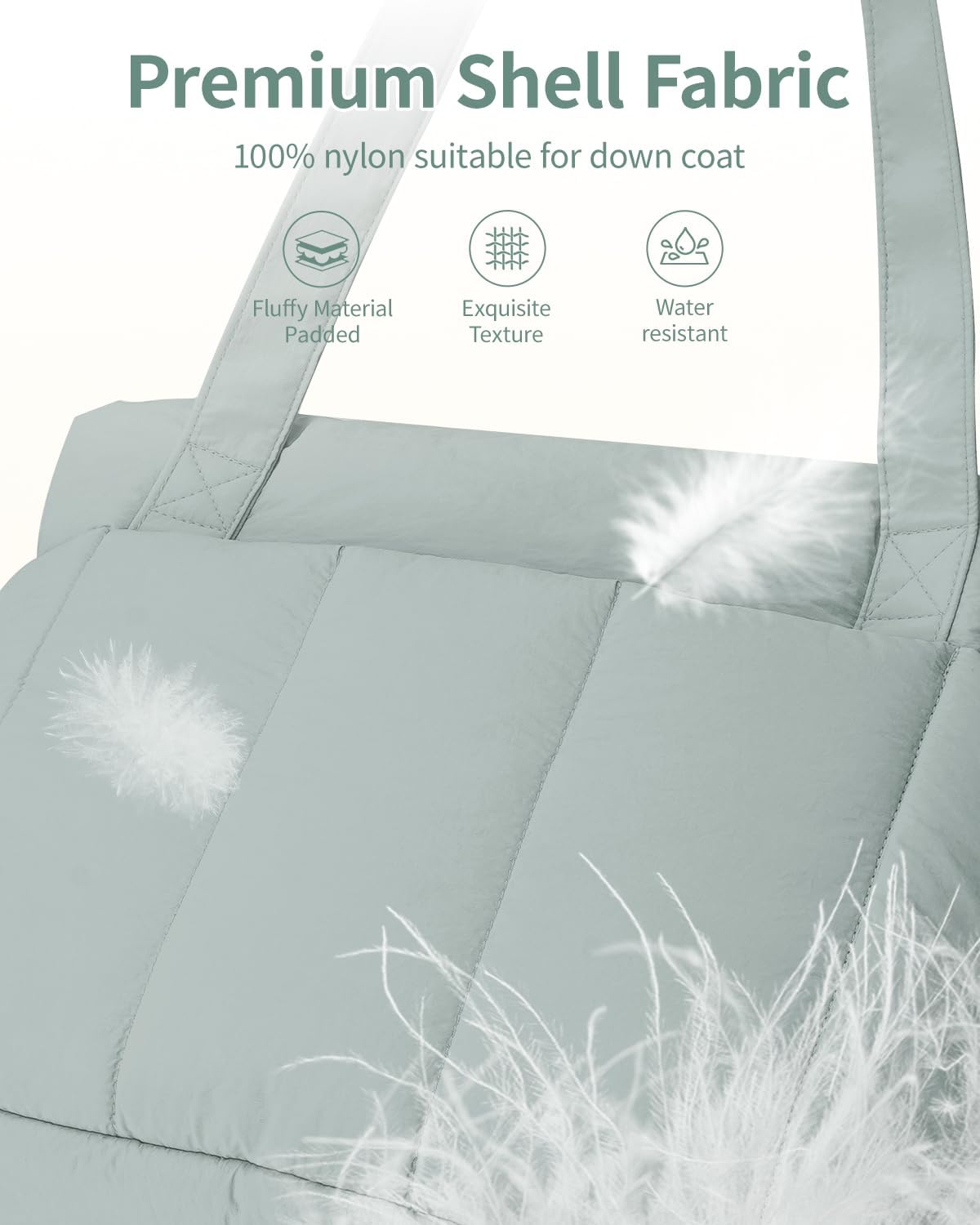 Narwey Puffer Tote Bag for Women Work with Laptop Compartment, Puffy Quilted Work Tote Bags for Travel Carry on Teacher Nurse - Image 2