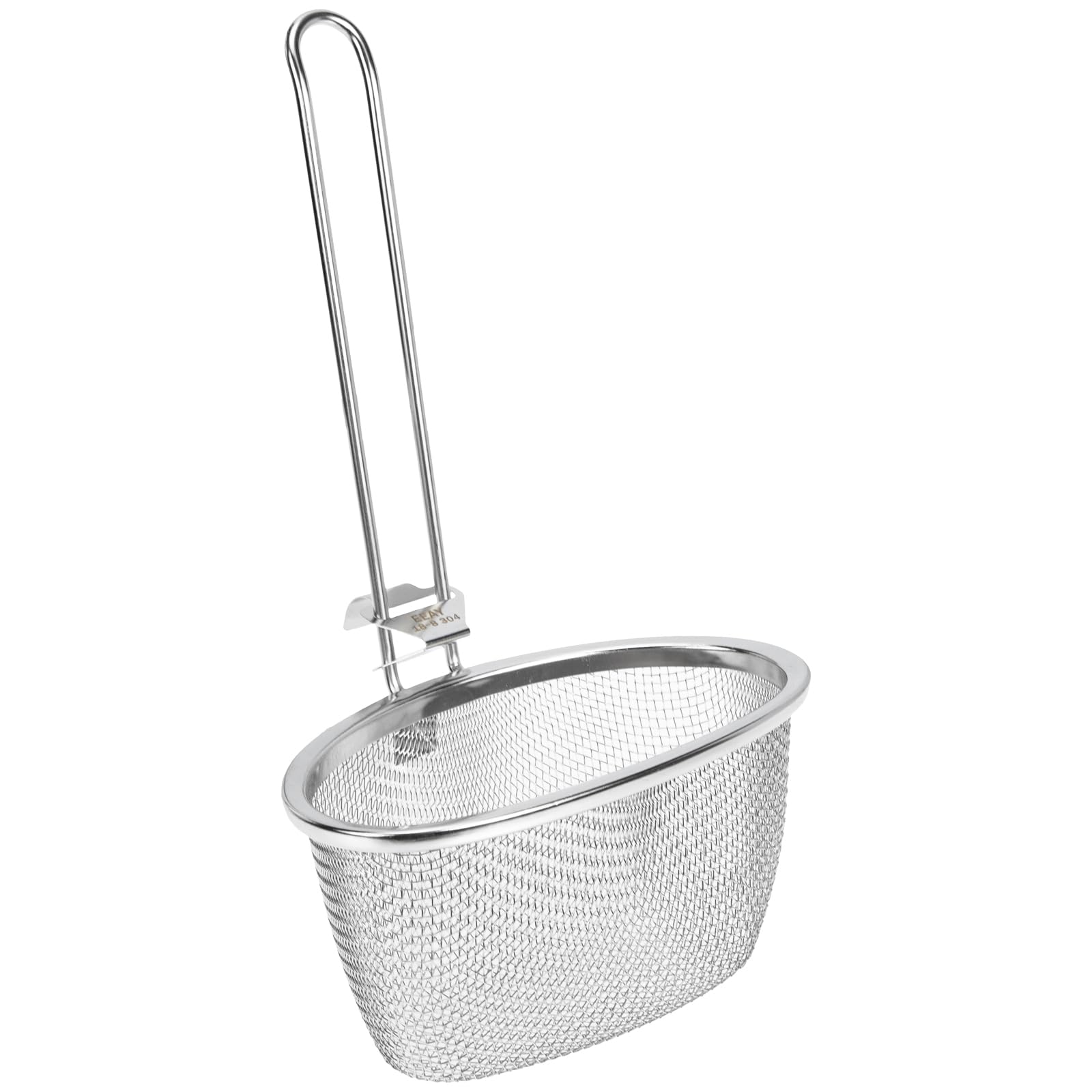 Hemoton Stainless Steel Fine Mesh Spider Strainer Mesh Pasta Basket Flat Cylinder Wok Colander Fry Basket for Pasta Noodles Dumpling Ramen Rinsing Boiling 24.5x14cm