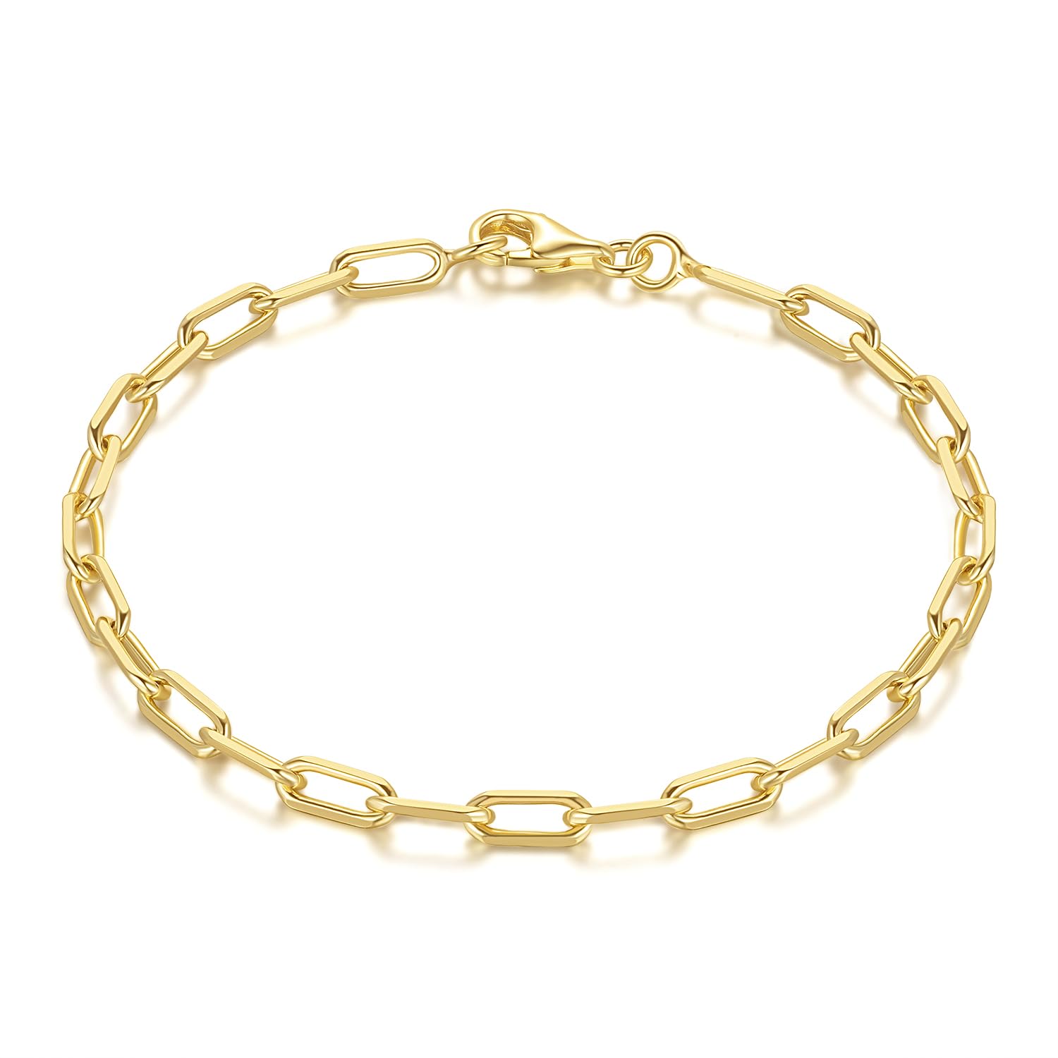 Moonfox 14K Gold Bracelets for Women & Men Dainty Gold Paperclip Chain Bracelet for Women Cute Stackable Bracelets Jewelry 6.5 in-9 in